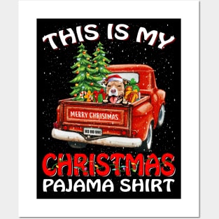 This Is My Christmas Pajama Shirt Pit Bull Truck Tree Posters and Art